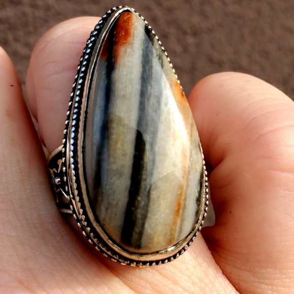 New Amazing Picasso Jasper 925 Silver Ring. - Picture 2 of 14